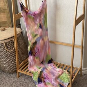 Colorful Pleated Maxi Dress